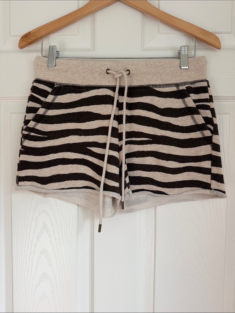 Michael Kors Beige and Black Zebra Print Athletic Shorts